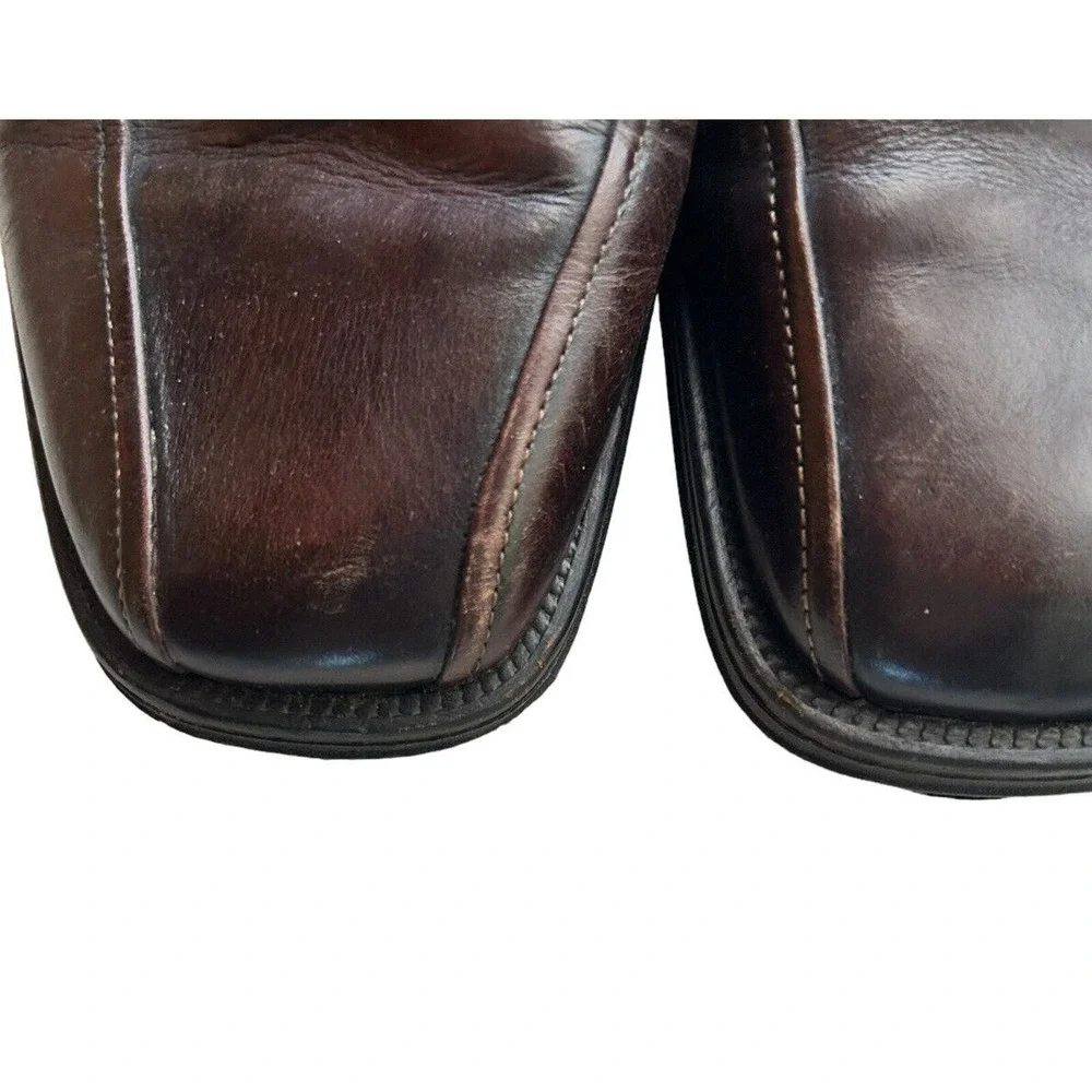 Bostonian Mens Dark Brown Leather Slip On Loafers Square Toe Dress Shoes 13M